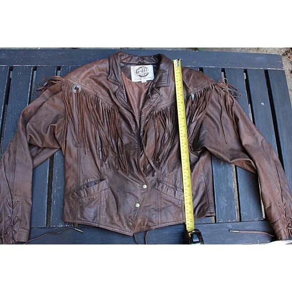 Vintage 1980s Over-the-Top Fringe Leather Bomber Jacket from Aubergine Med - Picture 9 of 15